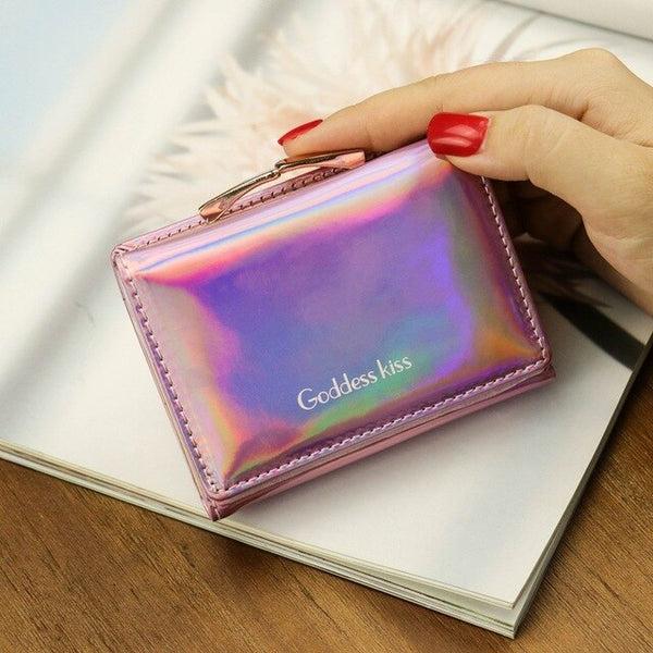 Small Female Purse Short Purse Lady Letter Laser Wallet Short Clutch Solid Women Wallet