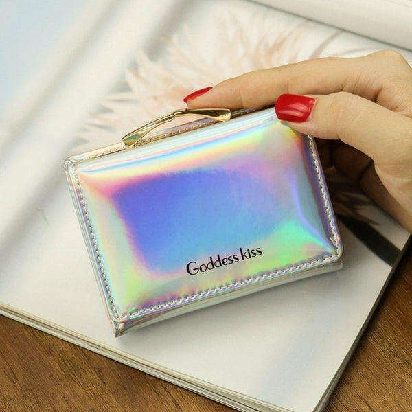 Small Female Purse Short Purse Lady Letter Laser Wallet Short Clutch Solid Women Wallet