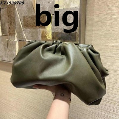 Day clutch Evening party dumpling purse bag women large big ruched pillow bag leather pouch handbag 2020 summer bag white black