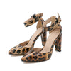 QUTAA 2020 Women Pumps Leopard PU Leather Flock Sandals Square High Heels Pointed Toe Buckle Fashion Summer Women Shoes 34-43