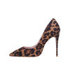 GENSHUO High Heels Shoes Women Pumps Flock Leopard Print Sexy Stilettos 10 12cm Party Heeled Designer Shoes Plus Big Size 11 12