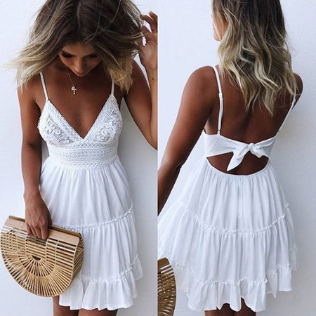 Fashion Women Elegant Vintage sweet lace white Dress