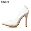 Eilyken Clear PVC Transparent Pumps Sandals Perspex Heel Stilettos High Heels Point Toes Womens Party Shoes Nightclub Pump 35-42