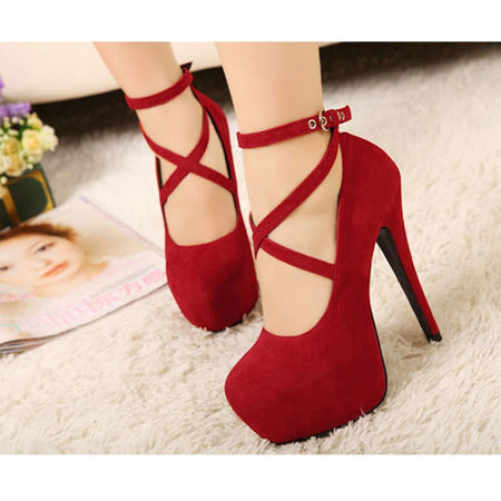 QUTAA 2020 Women Pumps Fashion Women Shoes Party Wedding Super Square High Heel Pointed Toe Red Wine Ladies Pumps Size 34-43