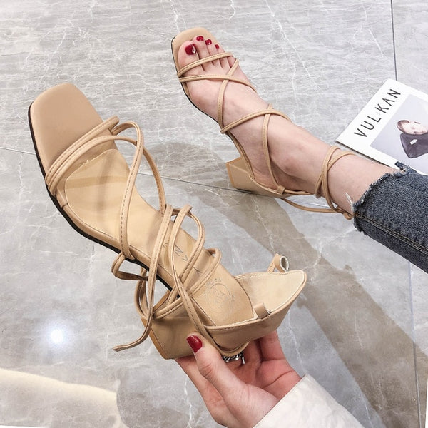 Cross Bandage High Heels Sandals Women Pumps Summer Fashion